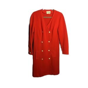 Red and white knit dress white buttons vintage